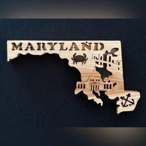 Handcrafted Wooden MARYLAND State Plaque - Custom State Wall Art - Great Gift!